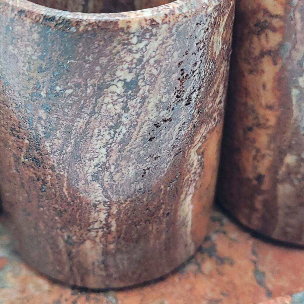 Hand Carved Red Marble Shot Glass Set w/ Tray Mexico Artisan Barware Gift - Picture 3 of 12